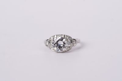 BNVEX- Platinum 3.4g 1.90ctw (1.75ctr) F/SI1 Diamond Vintage Ring (size 7)