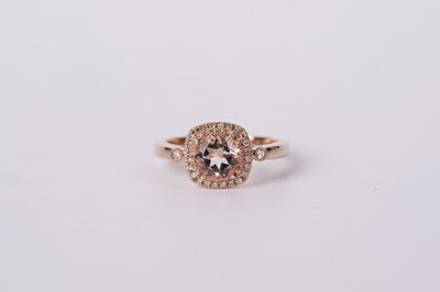 ALT- 14KR 3.78g 1.26ctw (1.12ct) Morganite &amp; Diamond Halo Ring (size 7)