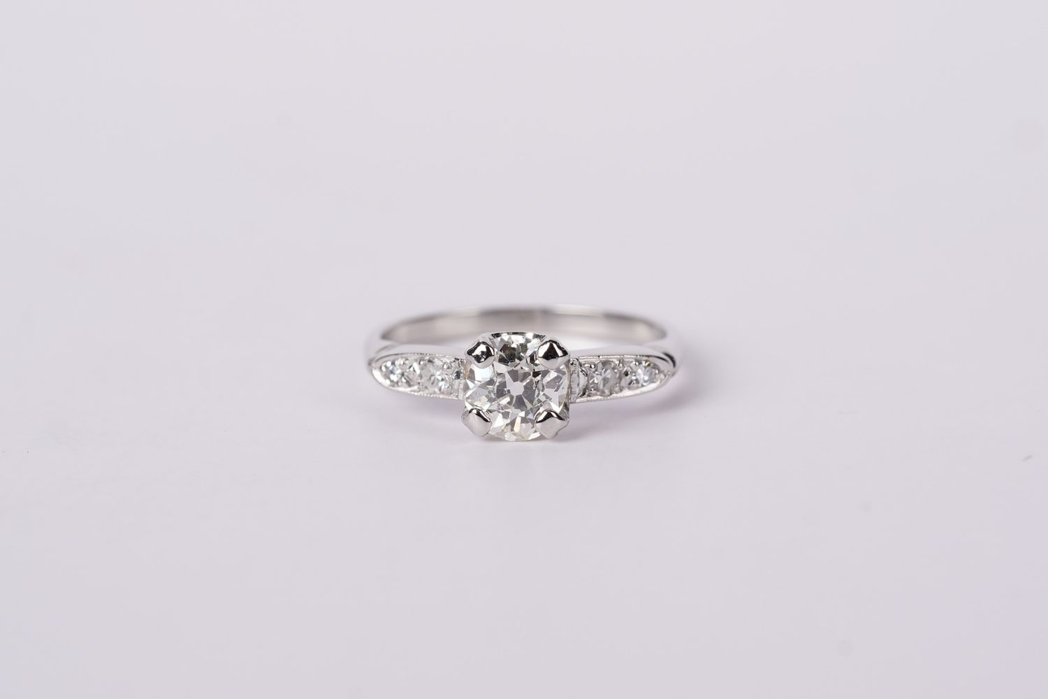 VEET- Platinum 3.73g 1.00ctw (.90ctr) G/VS2 European Diamond Antique Ring (size 6.5)
