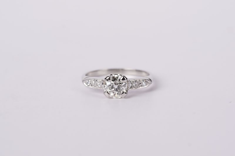 VEET- Platinum 3.73g 1.00ctw (.90ctr) G/VS2 European Diamond Antique Ring (size 6.5)
