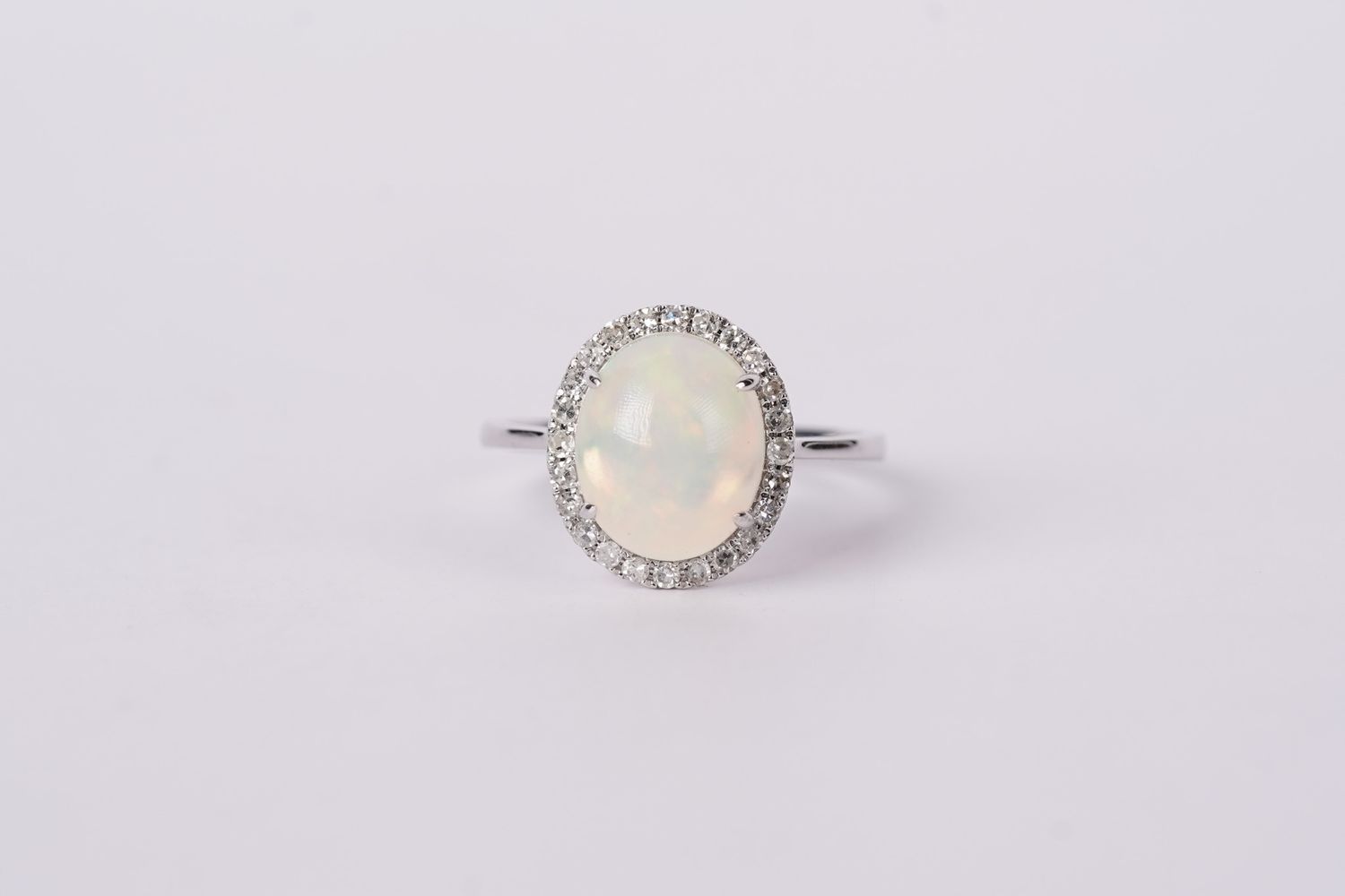 NAEX- 14KY 2.70g 2.44ctw (2.15ctr) Opal &amp; Diamond Halo Fashion Ring (size 7)