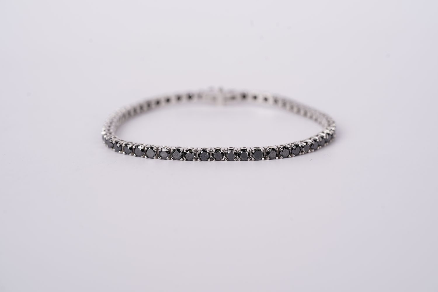 VVRT- 14KW 9.06g 6.55ctw Black Diamond Tennis Bracelet 7&quot;