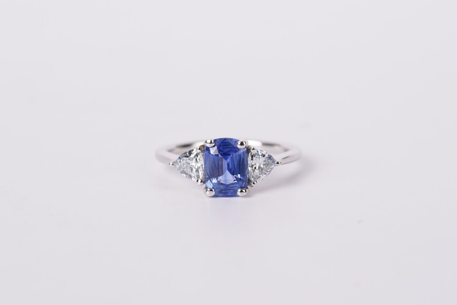 LETX- 14KW 2.74g 2.30ctw (1.70ctr) Blue Sapphire &amp; Diamond Fashion Ring (size 6)