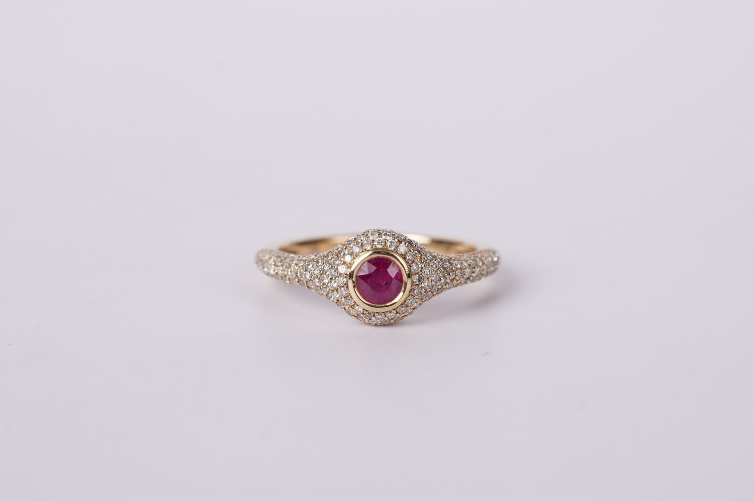 14KY 2.7g .80ctw (.33ctr) Ruby &amp; Diamond Pave Ring (size 7)