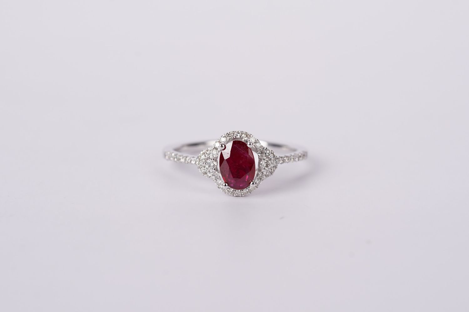 DELX- 14KW 2.20g .91ctw (.68ctr) Ruby &amp; Diamond Fashion Ring (size 7.25)