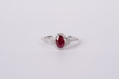 DELX- 14KW 2.20g .91ctw (.68ctr) Ruby &amp; Diamond Fashion Ring (size 7.25)