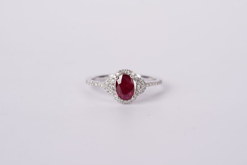 DELX- 14KW 2.20g .91ctw (.68ctr) Ruby &amp; Diamond Fashion Ring (size 7.25)