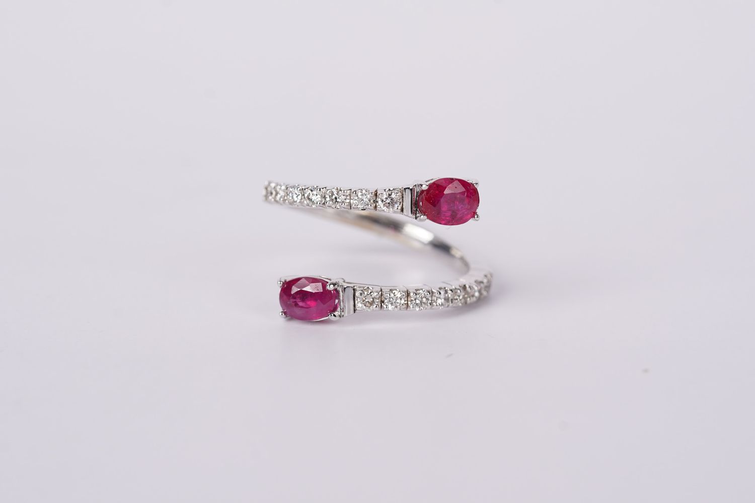 NAA-14KW 2.7g 1.15ctw Ruby &amp; Diamond Bypass Ring (size 7)