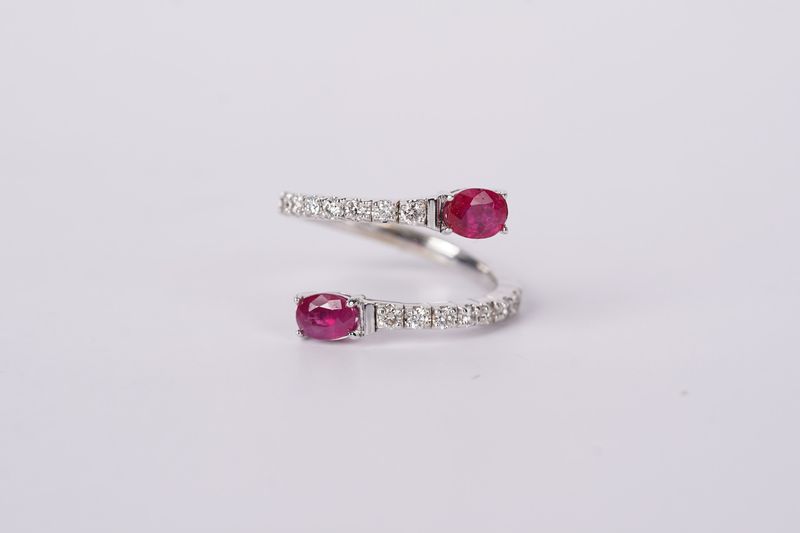 NAA-14KW 2.7g 1.15ctw Ruby &amp; Diamond Bypass Ring (size 7)