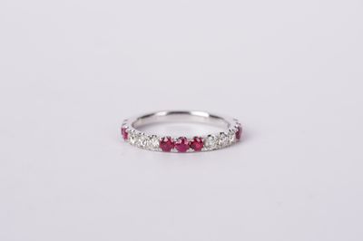 ETTX- 14KW 2.65g 1.15ctw Ruby &amp; Diamond Stackable Band (size 7)
