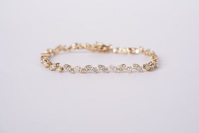 AETT- 14KY 10.13g 3.72ctw Diamond Fashion Tennis Bracelet 7&quot;