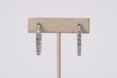 ATPT- 14KW 7.55g 3.00ctw Diamond Inside/Out Hoop Earrings