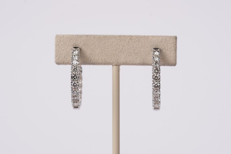 ATPT- 14KW 7.55g 3.00ctw Diamond Inside/Out Hoop Earrings