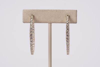 VLTT- 14KY 7.36g 2.91ctw Diamond Graduated Inside/Out Hoop Earrings