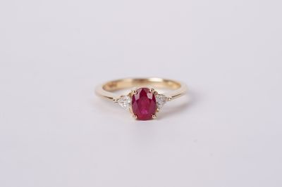 AIE-14KY 3.0g 1.15ctw (.97ctr) Ruby &amp; Diamond Fashion Ring (size 6.75)