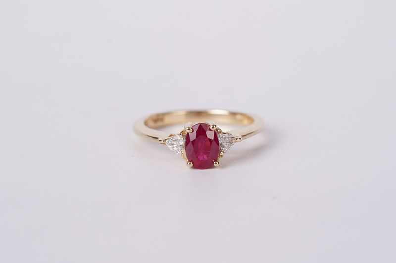 AIE-14KY 3.0g 1.15ctw (.97ctr) Ruby &amp; Diamond Fashion Ring (size 6.75)