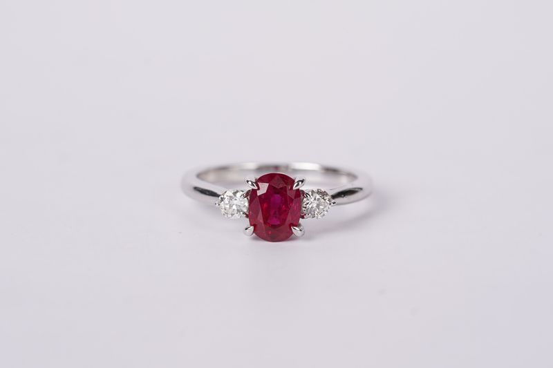 NAET- 14KW 3.22g 2.21ctw (1.87ctr) Burmese GIA Ruby &amp; Diamond Fashion Ring (size 7.25)