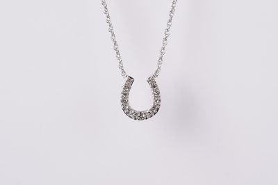 VRE- 10KW 1.76g .10ctw Diamond Horseshoe Pendant 18&quot;