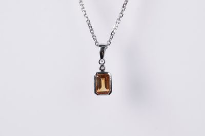 ANN- 10KW 4.32g 1.01ctw Citrine &amp; Diamond Bezel Set Pendant 20&quot;