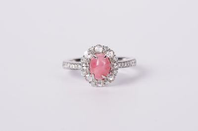 VLET-14KW 3.2g 2.22ctw (1.77ctr) Conch Pearl &amp; Diamond Halo Ring (size 7)
