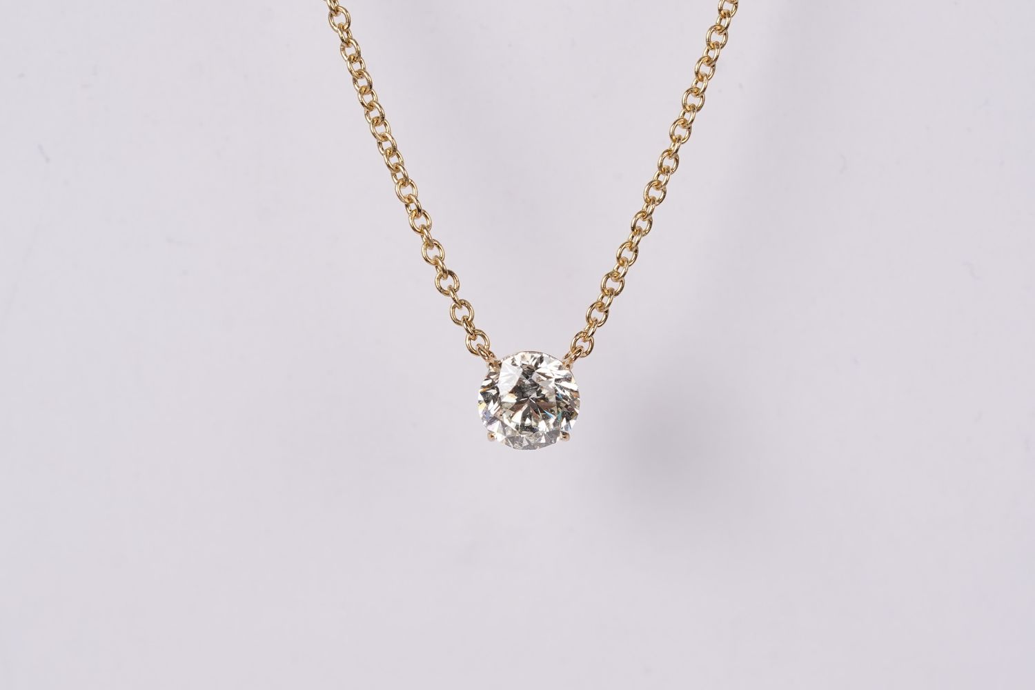 VTDI- 14KY 2.35g .70ct J/SI2 Round Diamond Solitaire Pendant 16-18&quot;