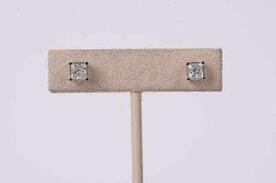 VTBN- 14KW 1.00g 1.00ctw I-J/SI2-I1 Princess Cut Diamond Stud Earrings
