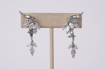 NATT-Platinum 11.08g 2.75ctw Diamond  Antique Earrings
