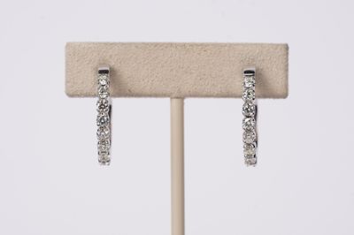 LTTX- 14KW 5.96g .95ctw Diamond Hoop Earrings