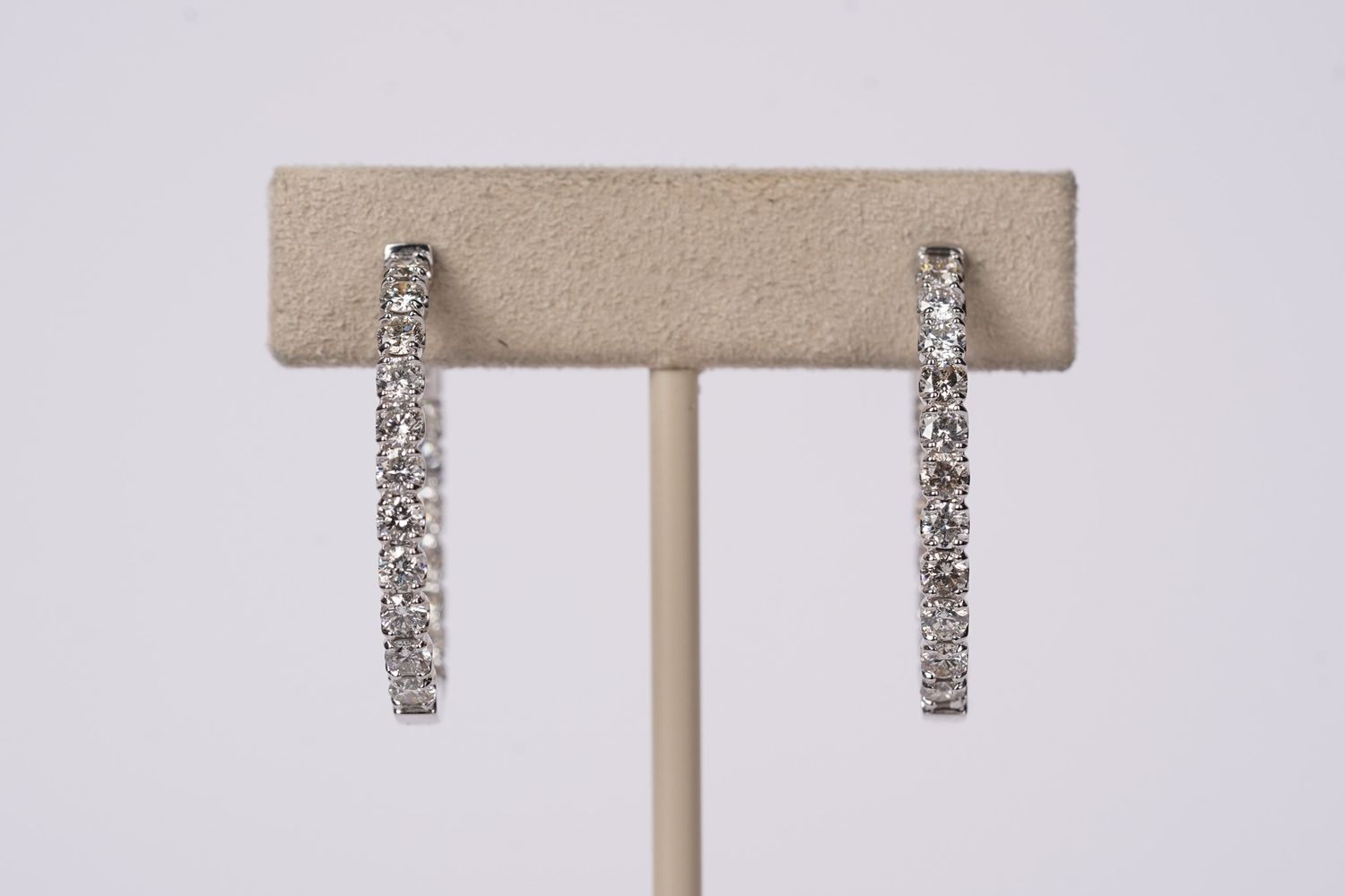 VIIIX- 14KW 7.08g 2.96ctw Diamond Oval Inside/Out Hoop Earrings
