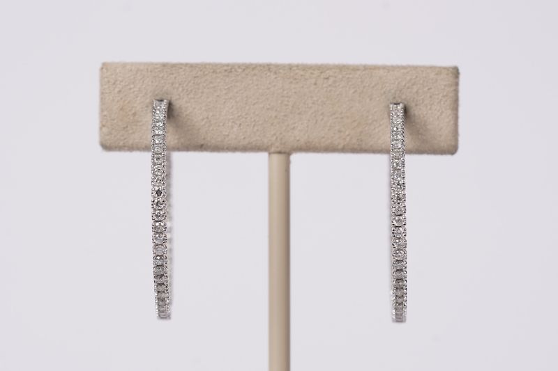 BLTX- 14KW 5.28g 1.10ctw Round Diamond Inside/Out Hoop Earrings