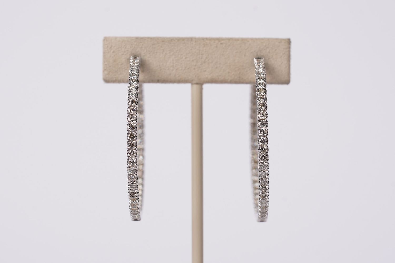 ATPT- 14KW 11.04g 3.46ctw Inside/Out Diamond Hoop Earrings
