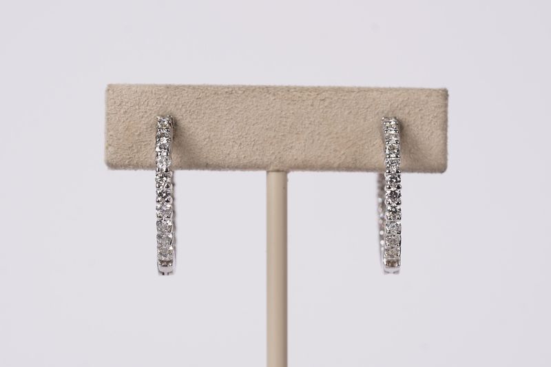 EETX-14KW 5.9g 1.50ctw Diamond Inside/Out Hoop Earrings