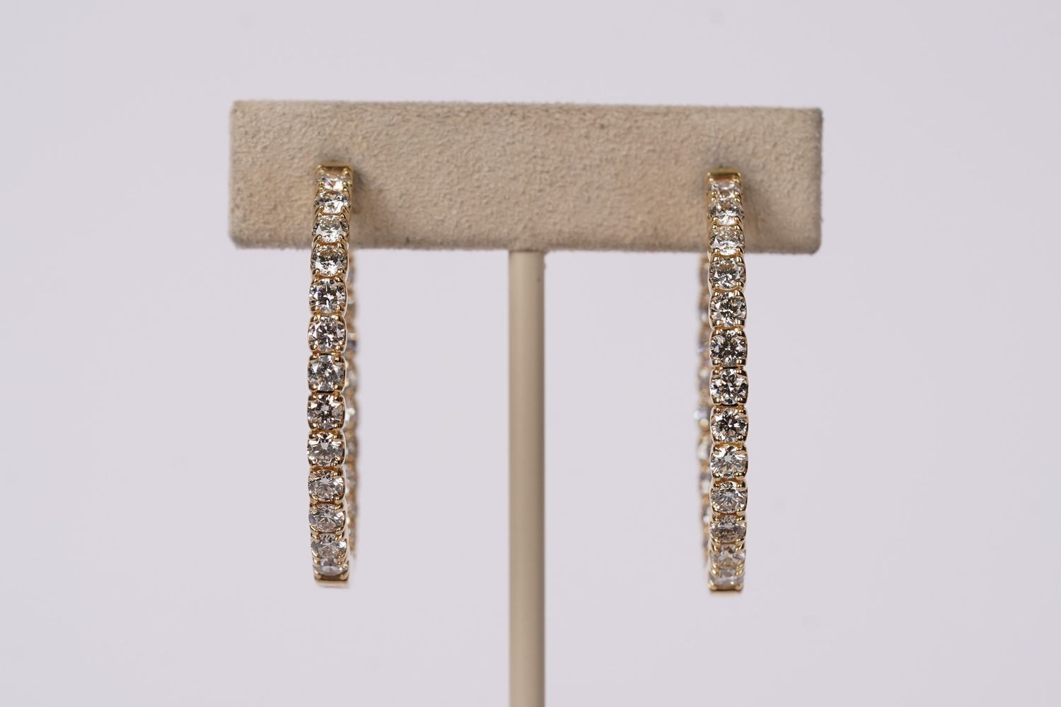 NTPT- 14KY 10.04g 4.15ctw Inside/Out Diamond Hoop Earrings