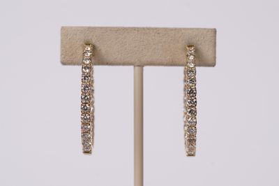 NTPT- 14KY 10.04g 4.15ctw Inside/Out Diamond Hoop Earrings
