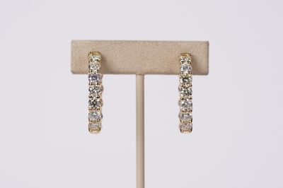 ELXL- 14KY 15.95g 7.17ctw Diamond Inside/Out Hoop Earrings