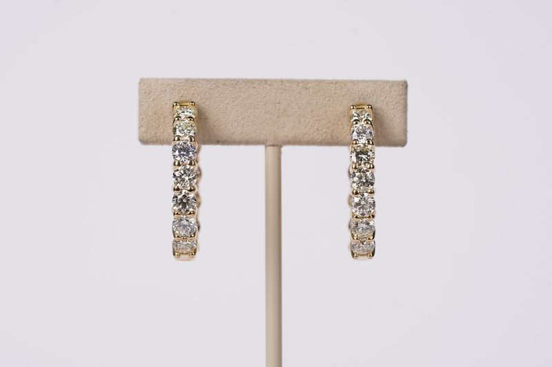 ELXL- 14KY 15.95g 7.17ctw Diamond Inside/Out Hoop Earrings