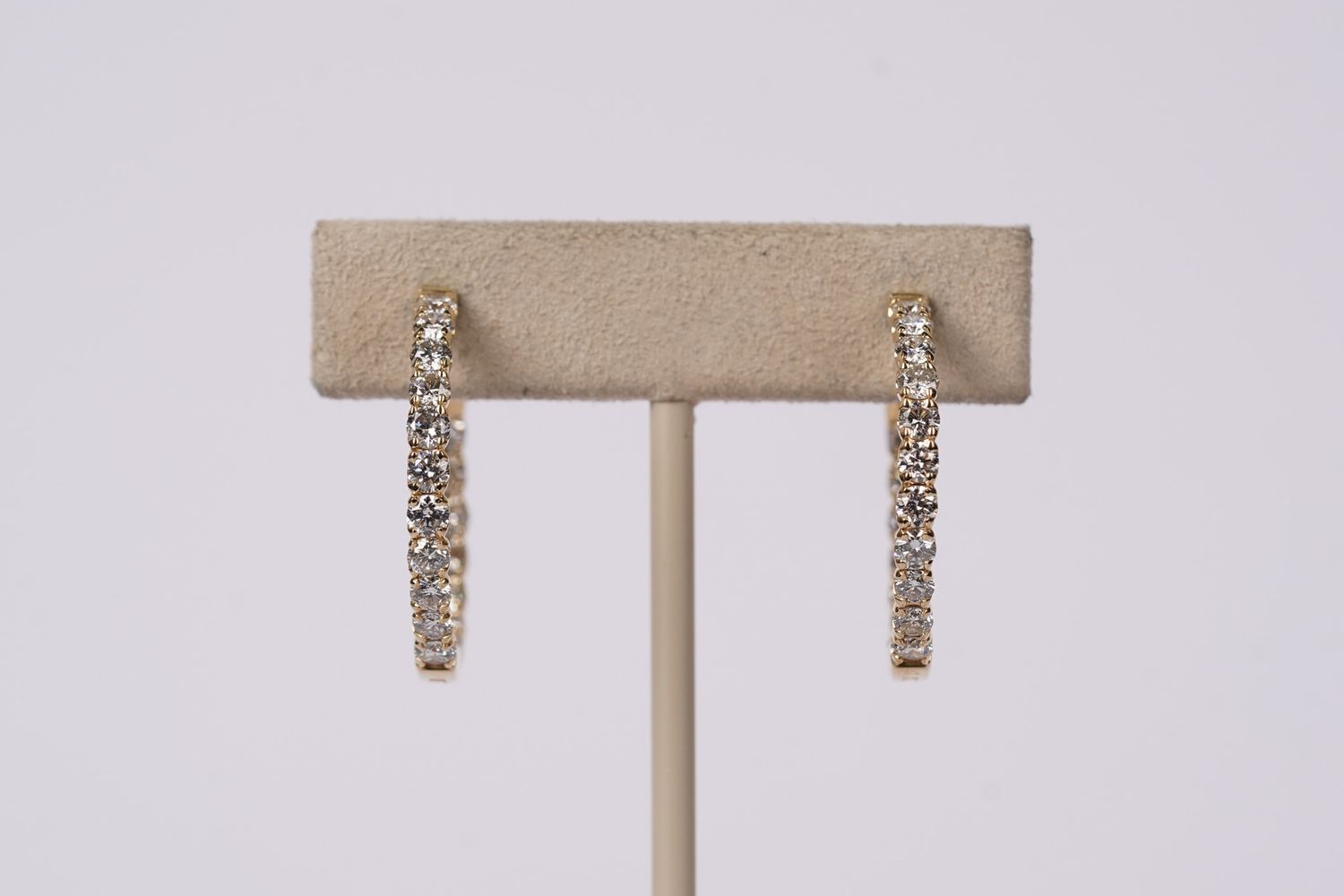 VELI- 14KY 7.24g 2.95ctw Inside/Out Diamond Hoop Earrings