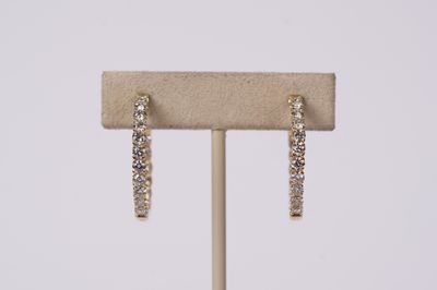 VELI- 14KY 7.24g 2.95ctw Inside/Out Diamond Hoop Earrings