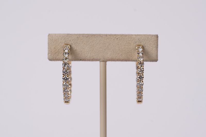 VELI- 14KY 7.24g 2.95ctw Inside/Out Diamond Hoop Earrings