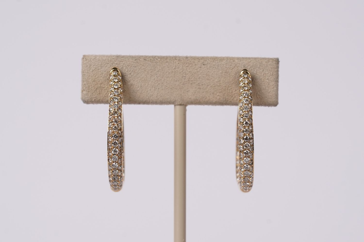 VRTT- 14KY 7.7g 2.27ctw Diamond Pave Inside/Out Hoop Earrings