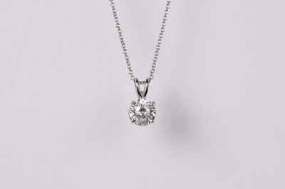 LTTX- 14KW 1.69g .63ct H/SI2 Celebration Cut Diamond Solitaire Pendant 16&quot;