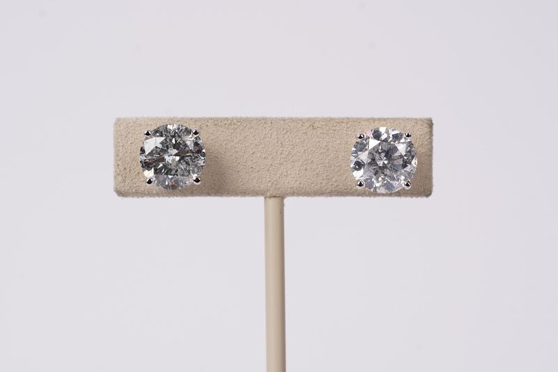 ANTPT-14KW 7.85ctw G/I2 Round Diamond Stud Earrings