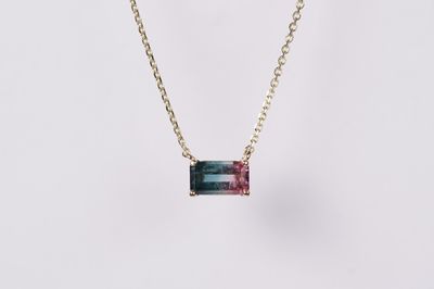NETX- 14KY 2.34g 1.05ct Tourmaline Pendant 16-18&quot;