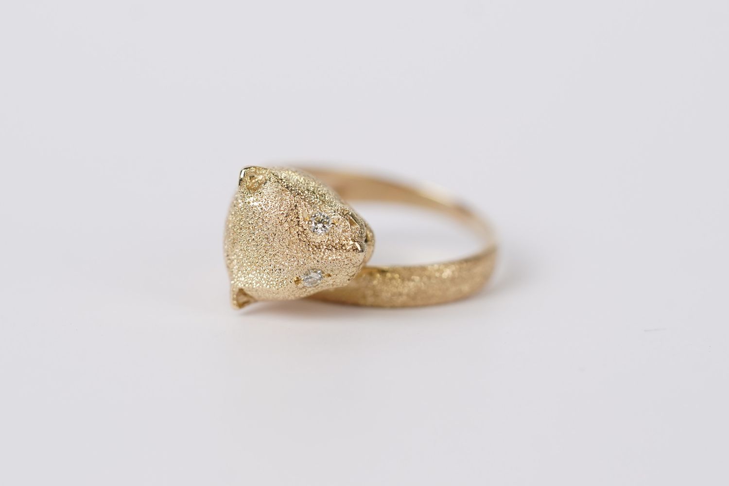 NIDX- 14KY 6.1g .06ctw Diamond Panther Fashion Ring (size 7.5)