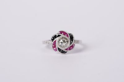 VRTT-Platinum 3.98g 1.44ctw (.94ctr) M/VS1 European Cut Diamond Vintage Style Ring (size 7.25)