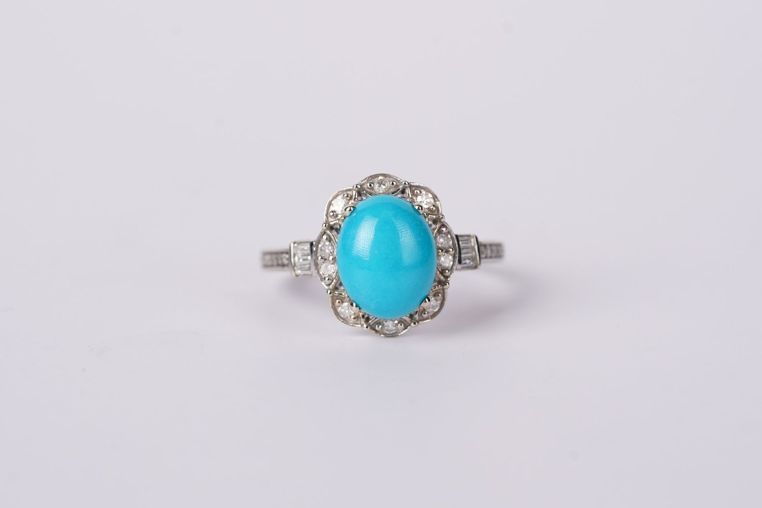 NET- 10KW 2.67g 3.30ctw Diamond &amp; Robin Egg Turquoise Fashion Ring (size 7)