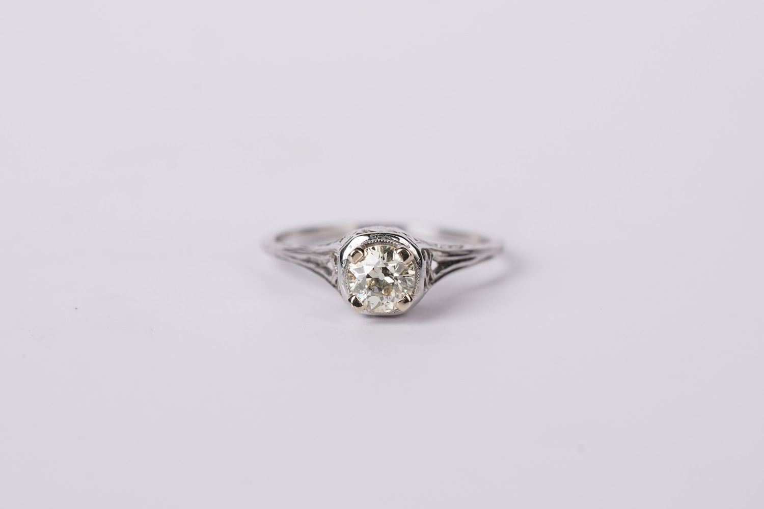 14KW 1.9g .50ct K/I1 Old European Cut Diamond Vintage Solitaire (size 6)