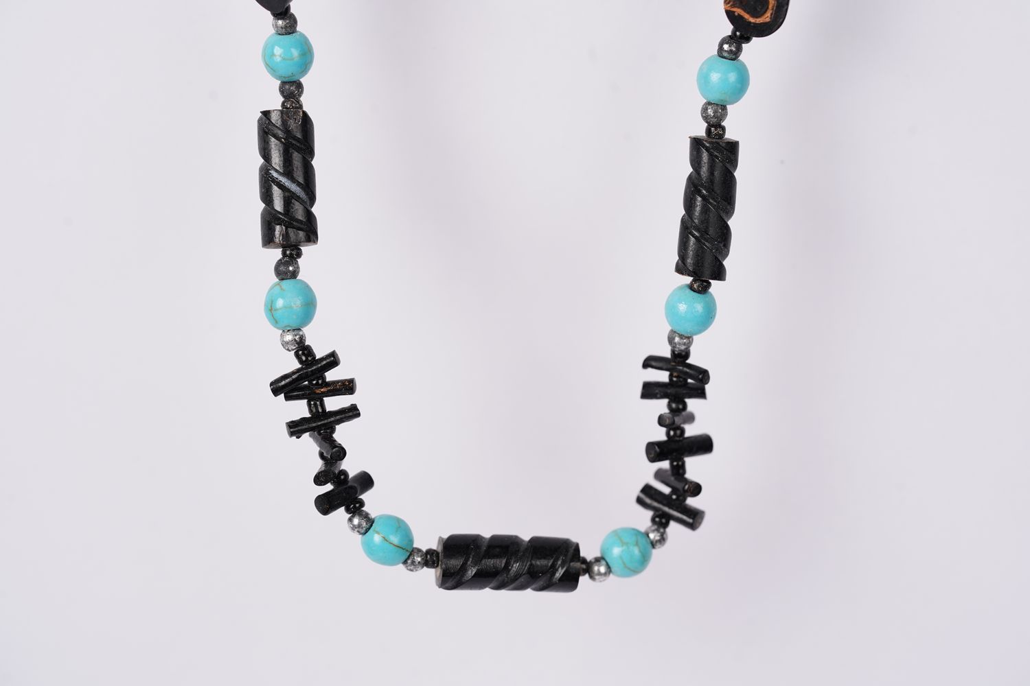 VTT- Mexican Black Coral &amp; Turquoise Necklace 20&quot;