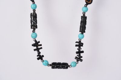 VTT- Mexican Black Coral &amp; Turquoise Necklace 20&quot;