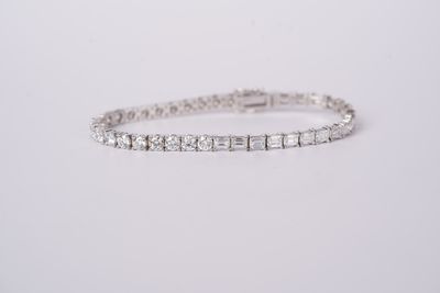 VDDDE-14KW 11.1g 9.51ctw G-I/VS1-VS2 Emerald/Round Diamond Tennis Bracelet 7&quot;